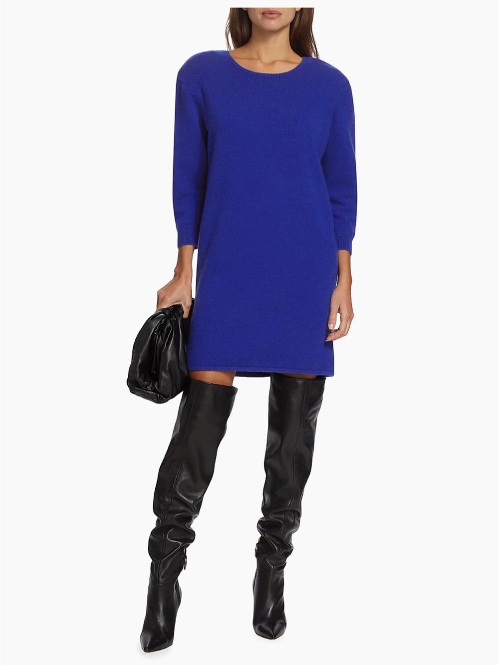 FRAME Strong Shoulder Cashmere Blend Scoop Back Sweater Dress Size S